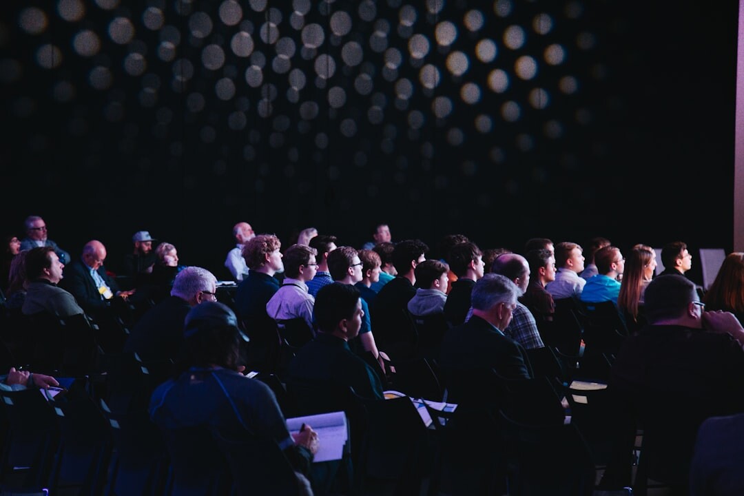 Group of professionals in a public speaking workshop